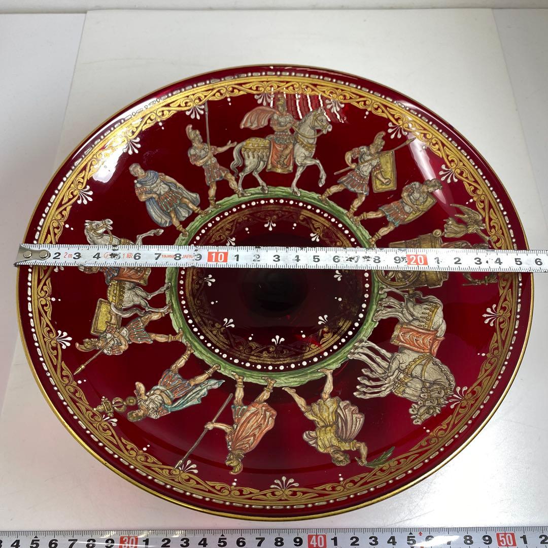 ムラーノ　ベネチアングラス　人物金彩コンポート　直径25.8㎝東な7-0303②