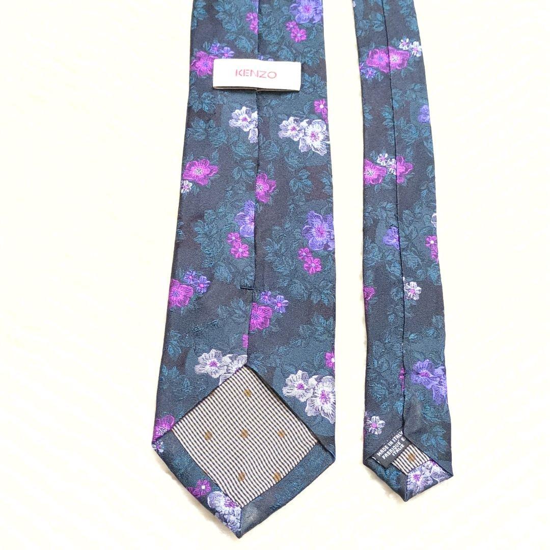 未使用級　KENZO　ネクタイ　花柄　植物柄　ボタニカル　刺繍　卒入学式