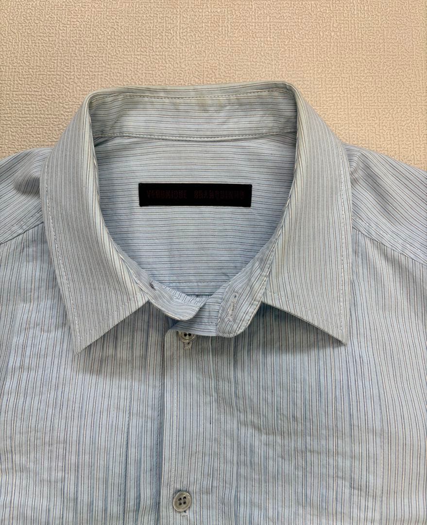 ストライプ 長袖シャツ フロントタック入り