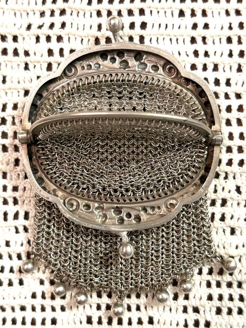 希少極美品　フランスアンティーク　鈴蘭　ミュゲ　パース　純銀　シャトレーン