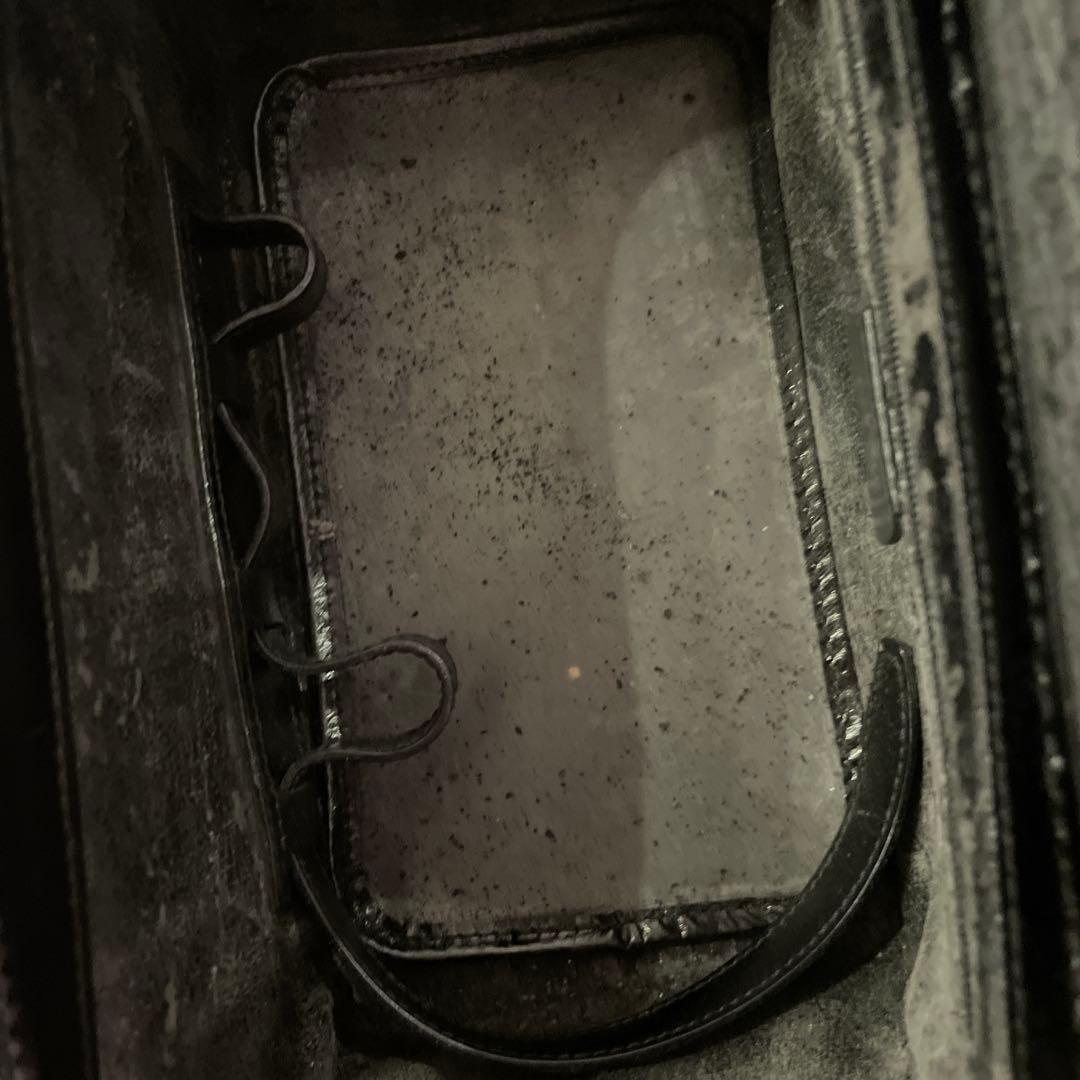 グッチ　バニティ黒レザー バンブーハンドル バッグ