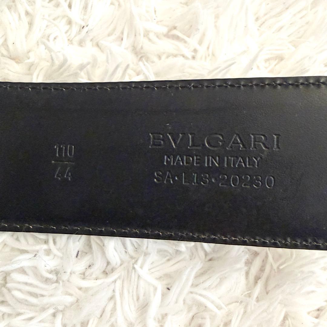 【美品】 ブルガリ ベルト ロゴマニア サークルロゴ シルバー金具 ブラック