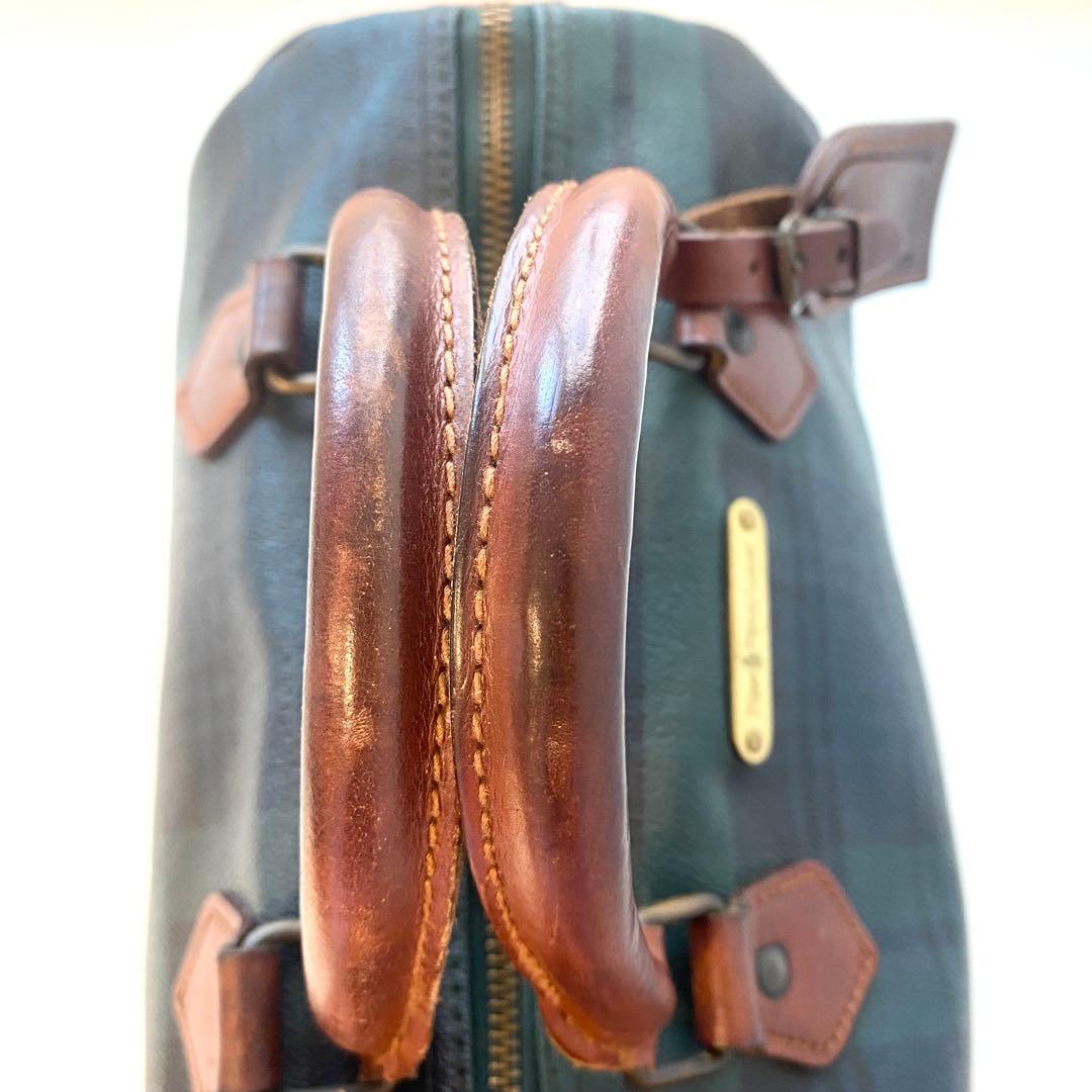 POLO RALPH LAUREN チェック柄 ボストンバッグ 定番　レザー