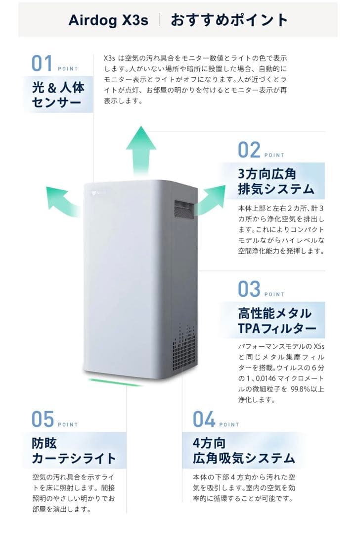 ⭐️同条件で最安値⭐️Airdog X3s　空気清浄機　清掃済　エアドック　21年製