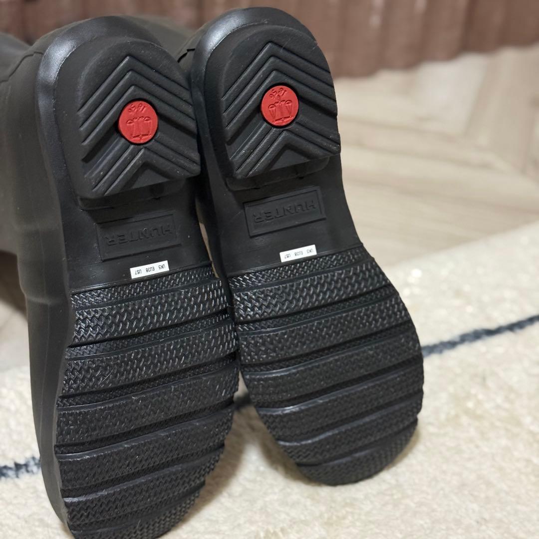 【24㎝】HUNTER ロング レインブーツ 雨靴 ブラック 黒