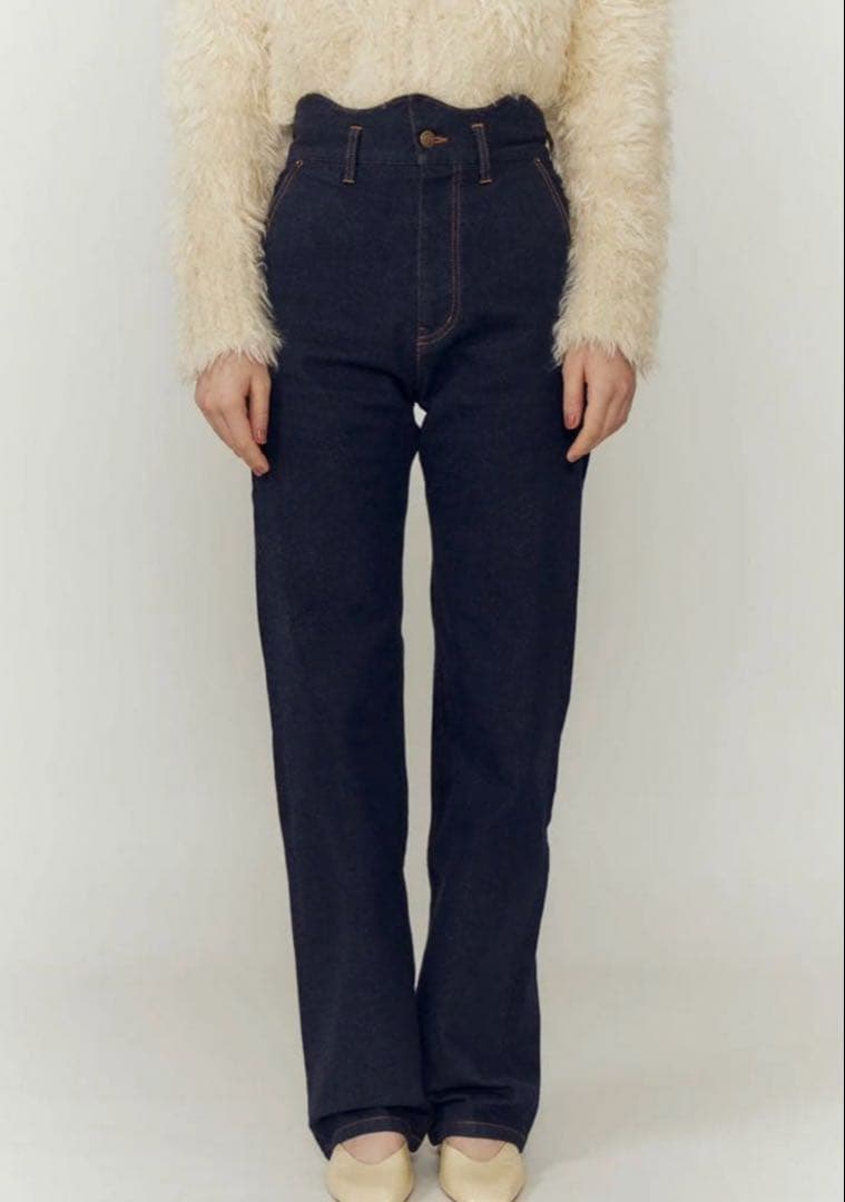 パンツ eaphi WAVE DESIGN HIGH WAIST DENIM short