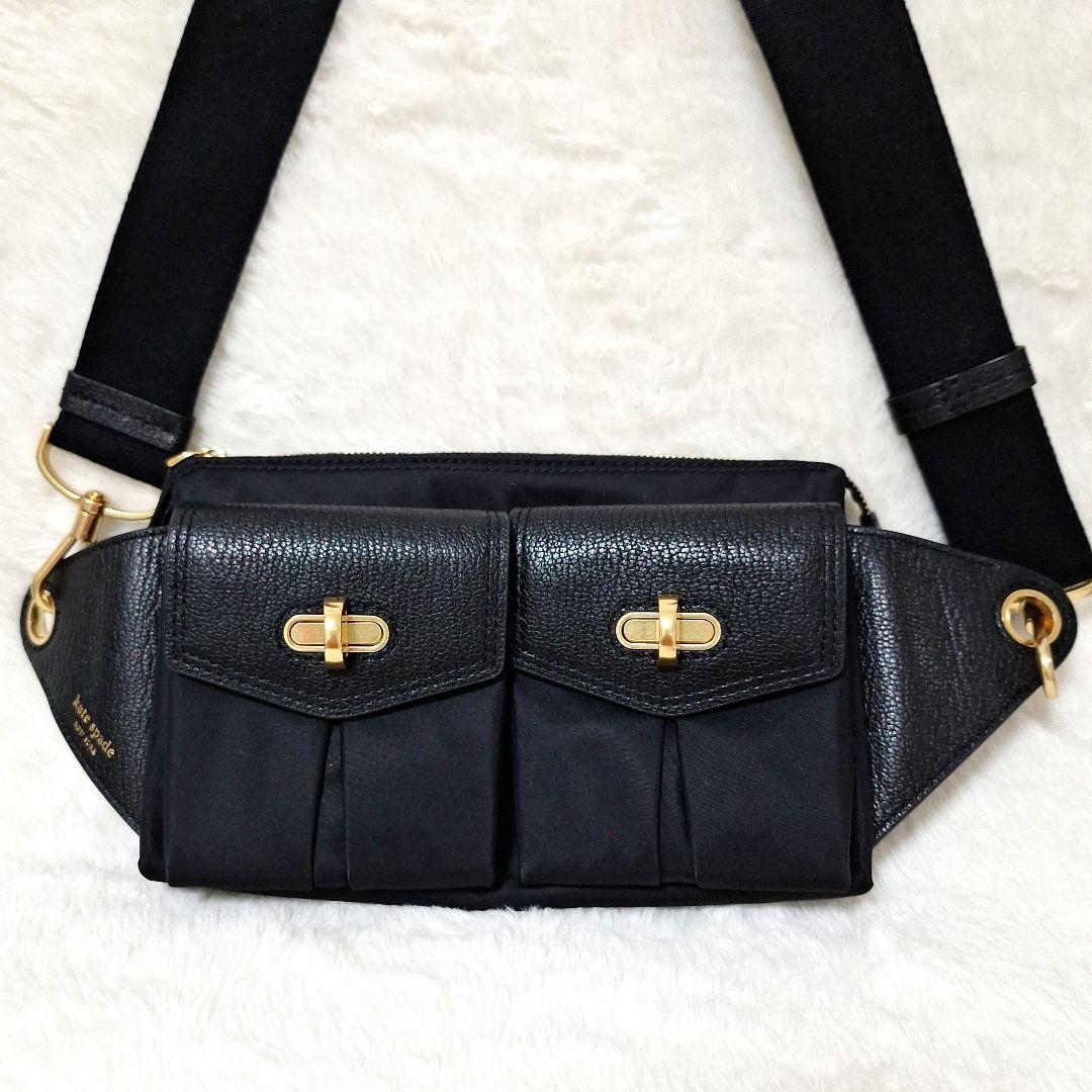 Used ♥ ケイトスペード ボディーバッグ ショルダー ブラック ゴールド