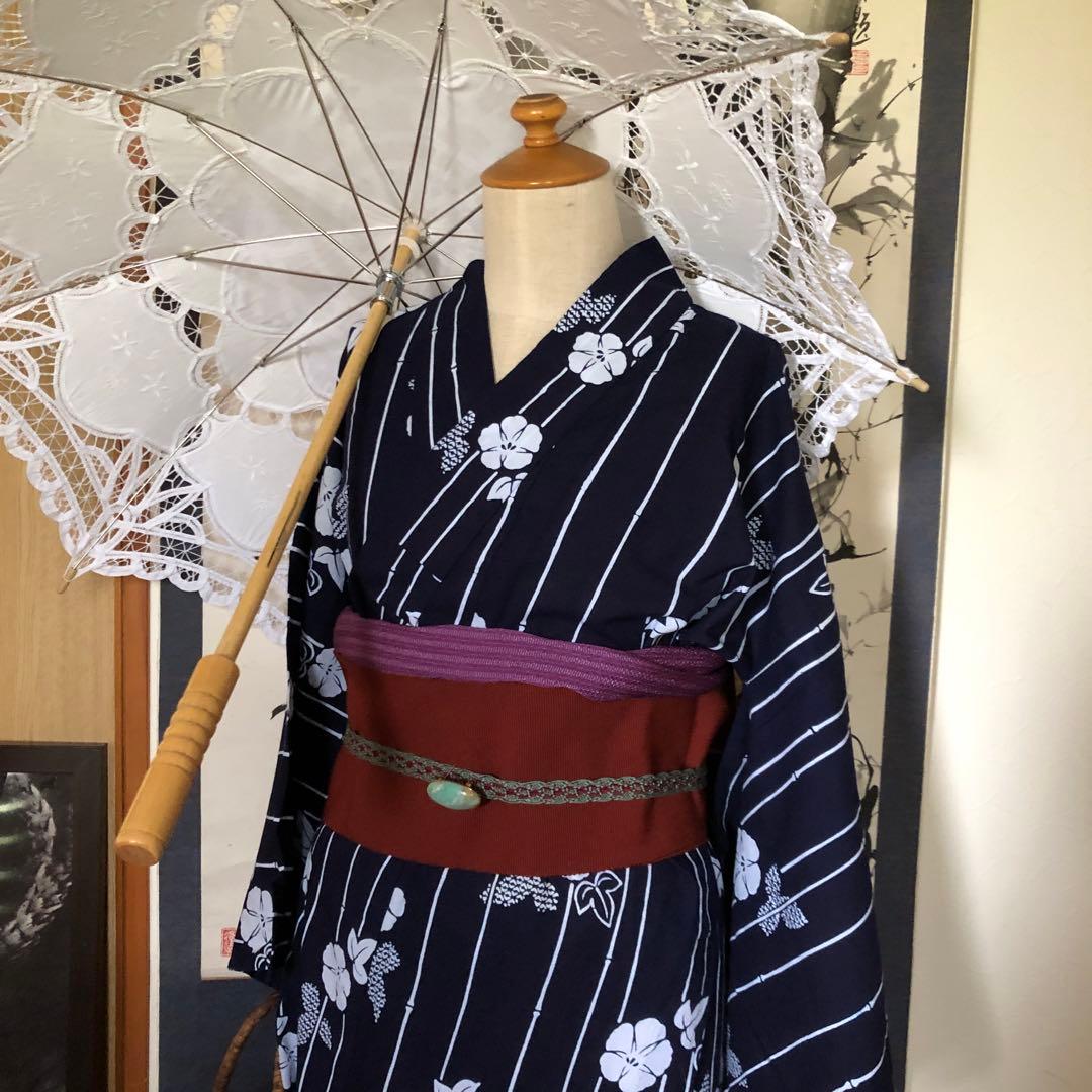 ☆にこ￼☆古風モダン＊朝顔と竹＊浴衣