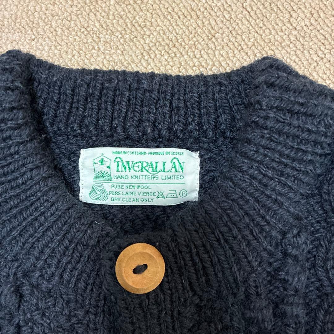 Inverallan ダークネイビー ケーブル編みカーディガン