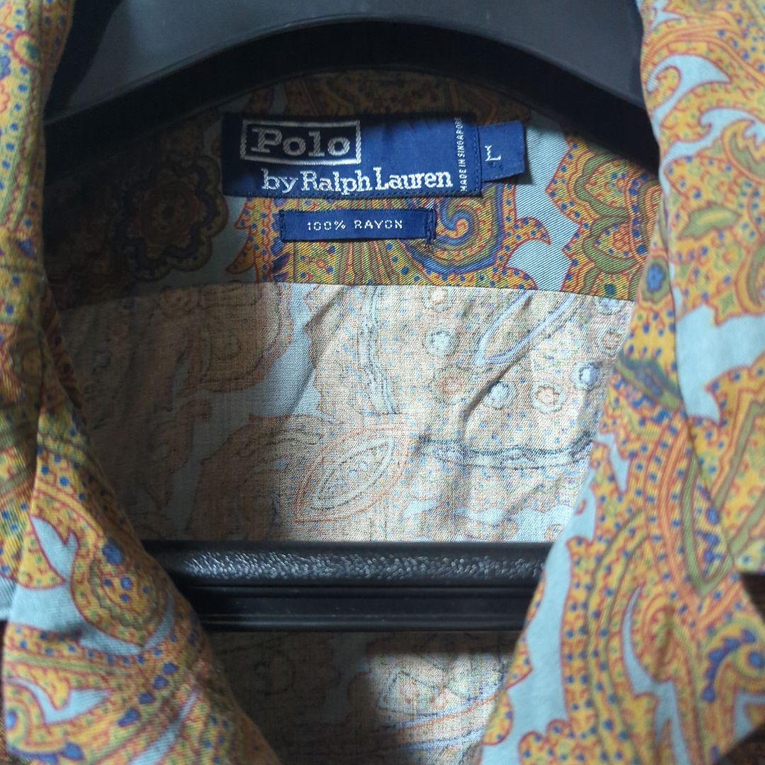 polo ラルフローレン　レーヨン　90s 総柄シャツ