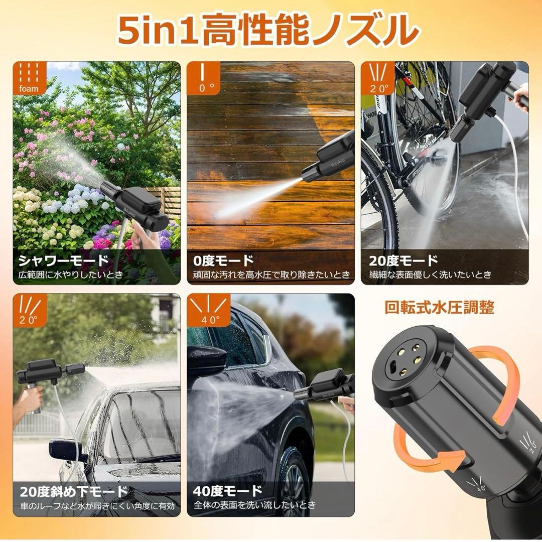 高圧洗浄機 ハンディ コンパクト コードレス USB-C充電式 洗浄 洗車 玄関