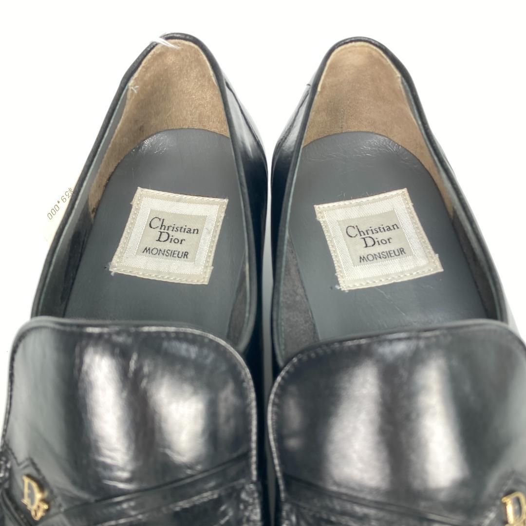 未使用・箱付　クリスチャンディオール　ロゴレザーローファー　本革　黒　38