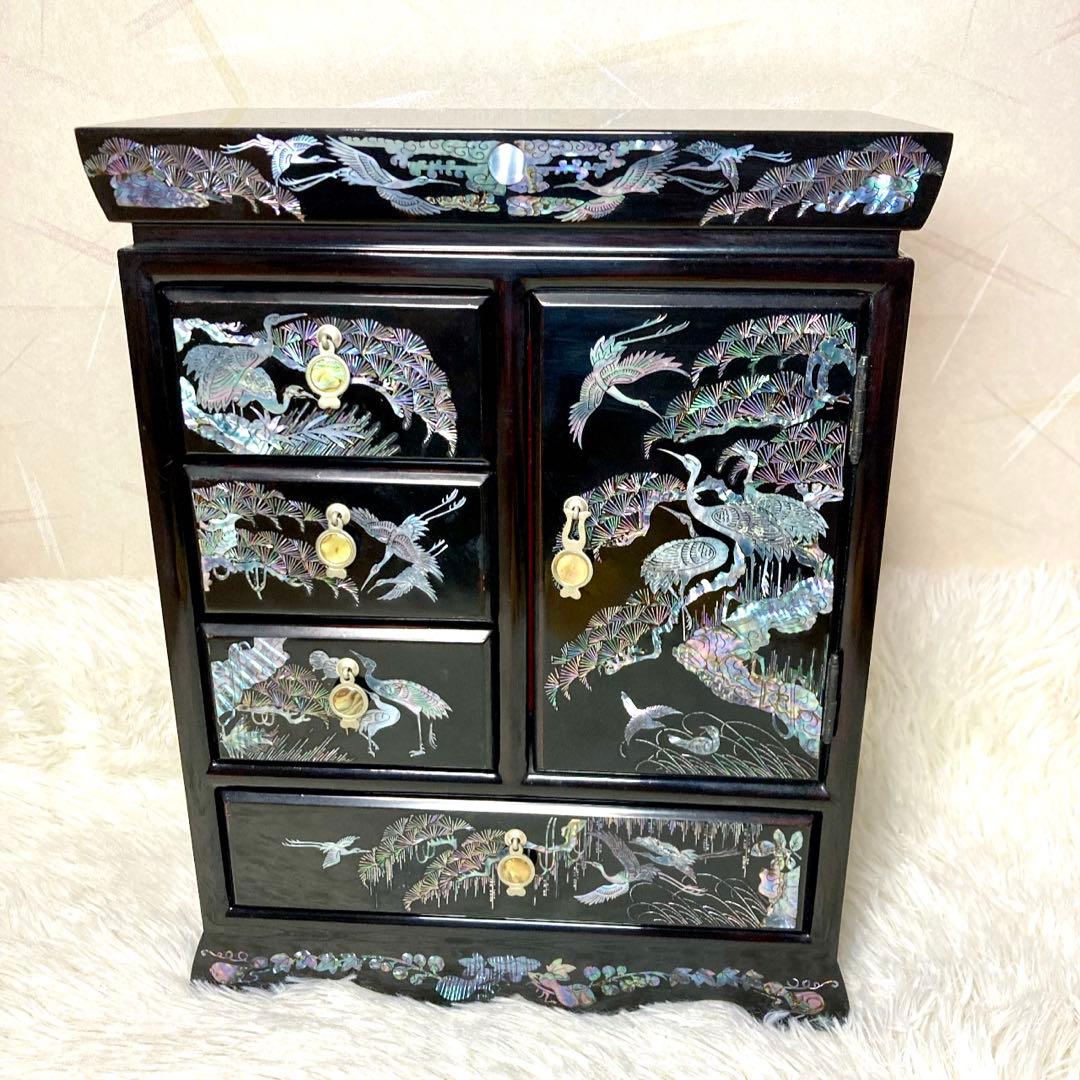 【未来】螺鈿細工 漆工芸 アクセサリーケース 宝石箱 韓国伝統工芸