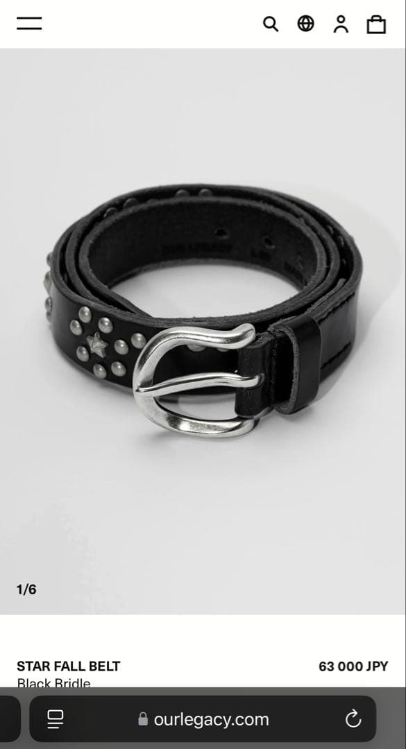 【美品】OUR LEGACY STAR FALL BELT 70サイズ