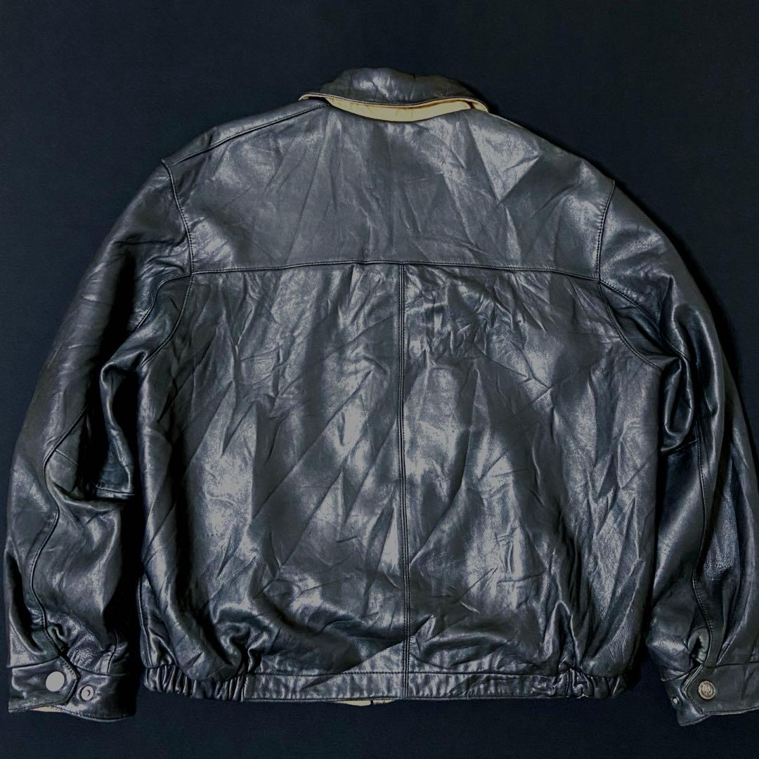 90s weather proofリバーシブル レザージャケット　黒　短丈
