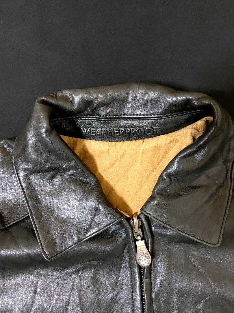 90s weather proofリバーシブル レザージャケット　黒　短丈