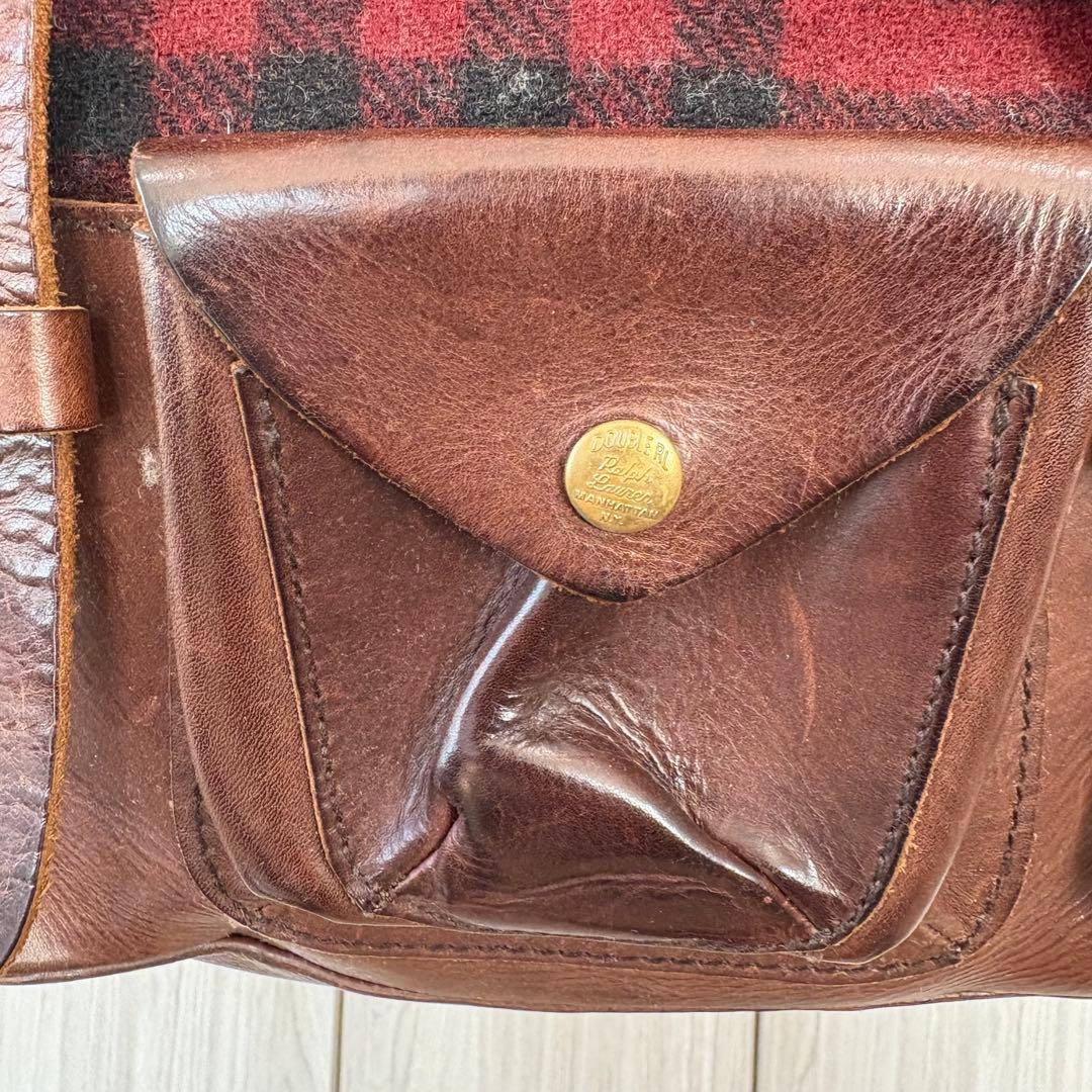 【入手困難】RRL Double RL レザー ツイード バッグ チェック