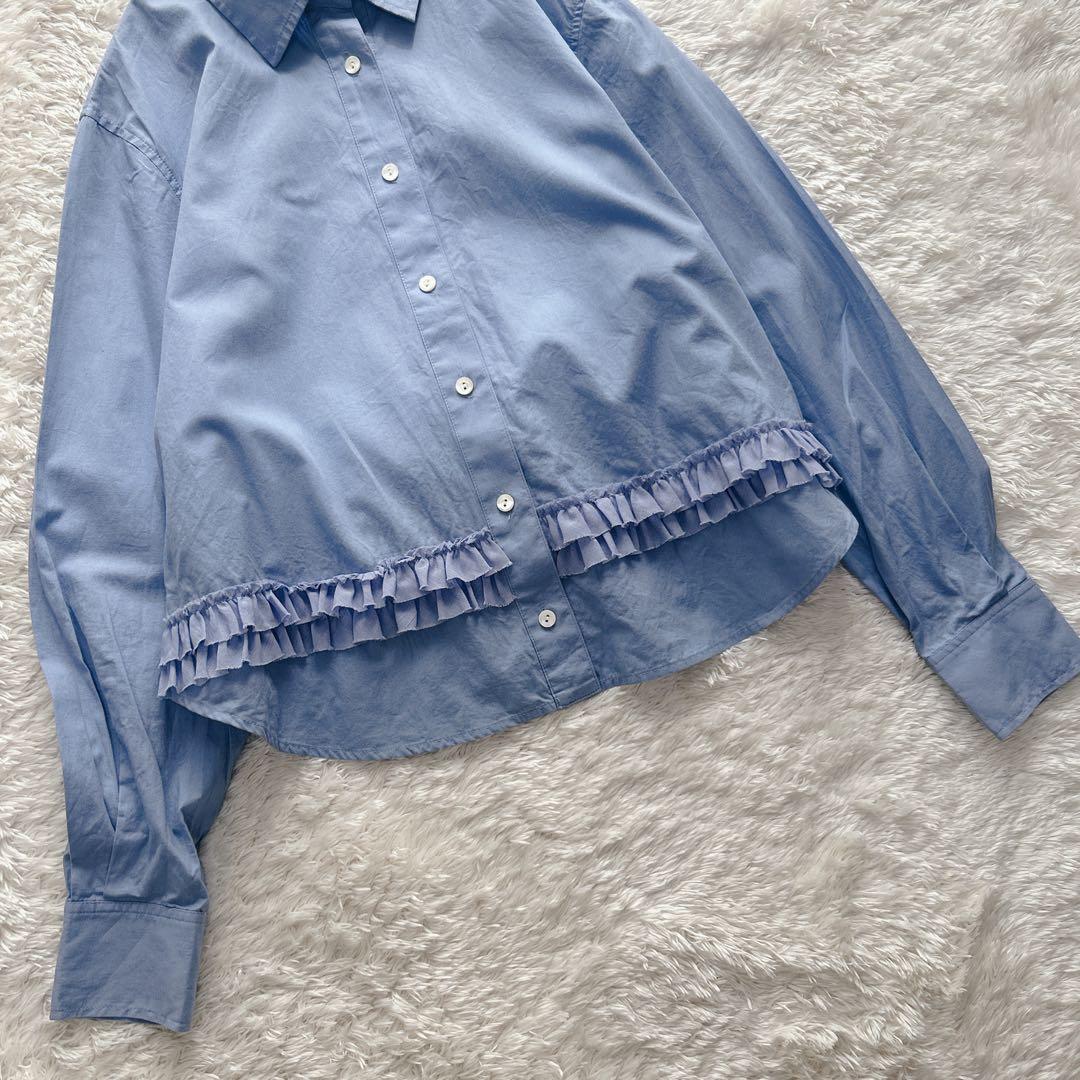 MUVEIL ミュベール バックフリルブラウス サックスブルー 38 M