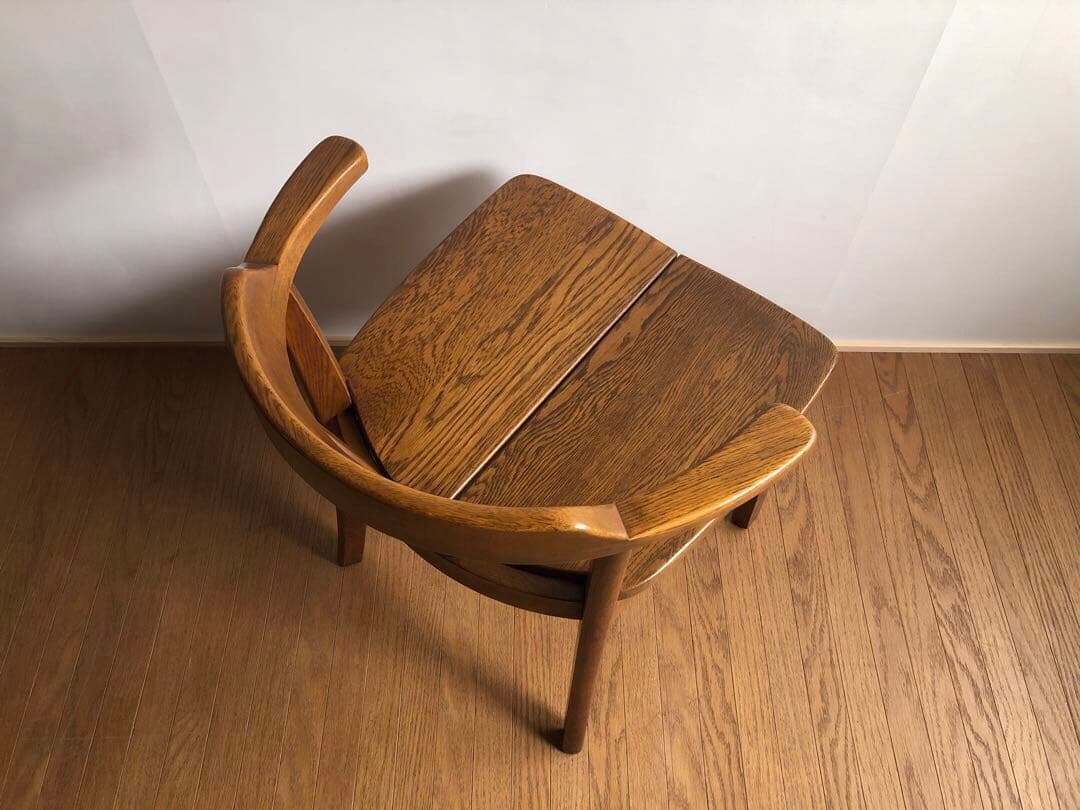 飛騨家具 浜本工芸 アームチェア① 肘掛け 安楽椅子 楢無垢材 昭和レトロ 民芸