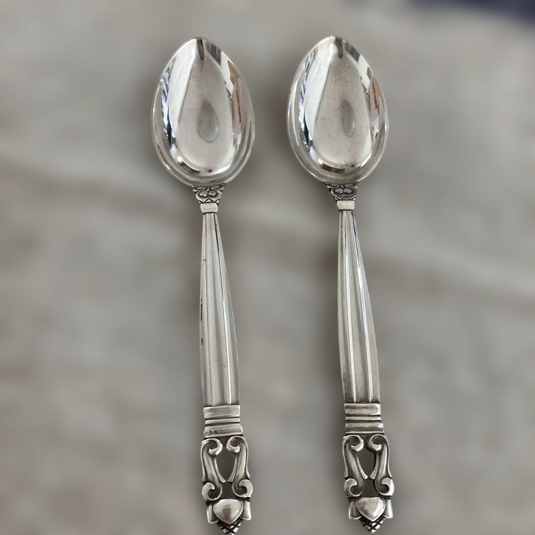 ジョージジェンセン銀製装飾　スプーン２個　15.5cm