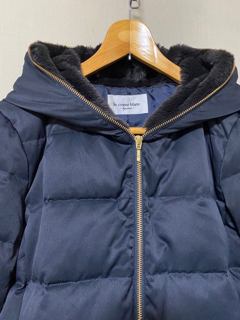 le.coeur blanc ファーフードロングダウン　ブラック　40