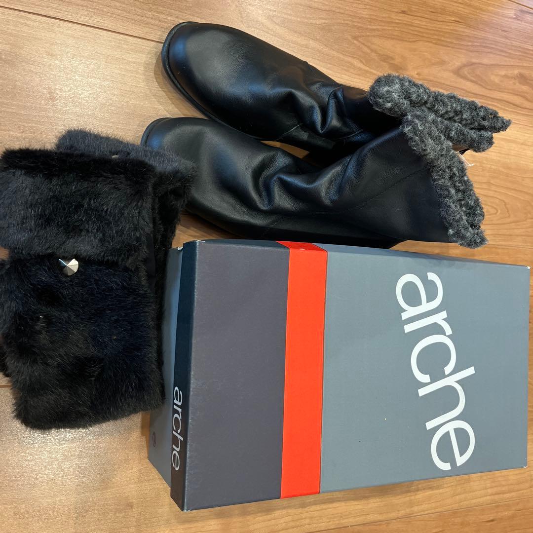 arche レザー ファー ブーツ