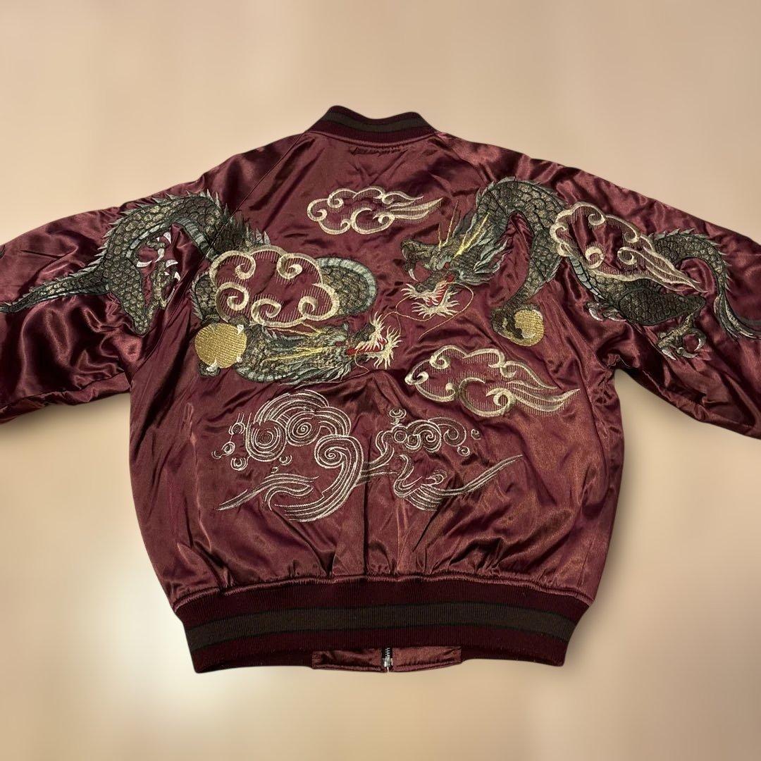 used☆星姫☆スカジャン☆エンジ色☆フリーサイズ☆日本製