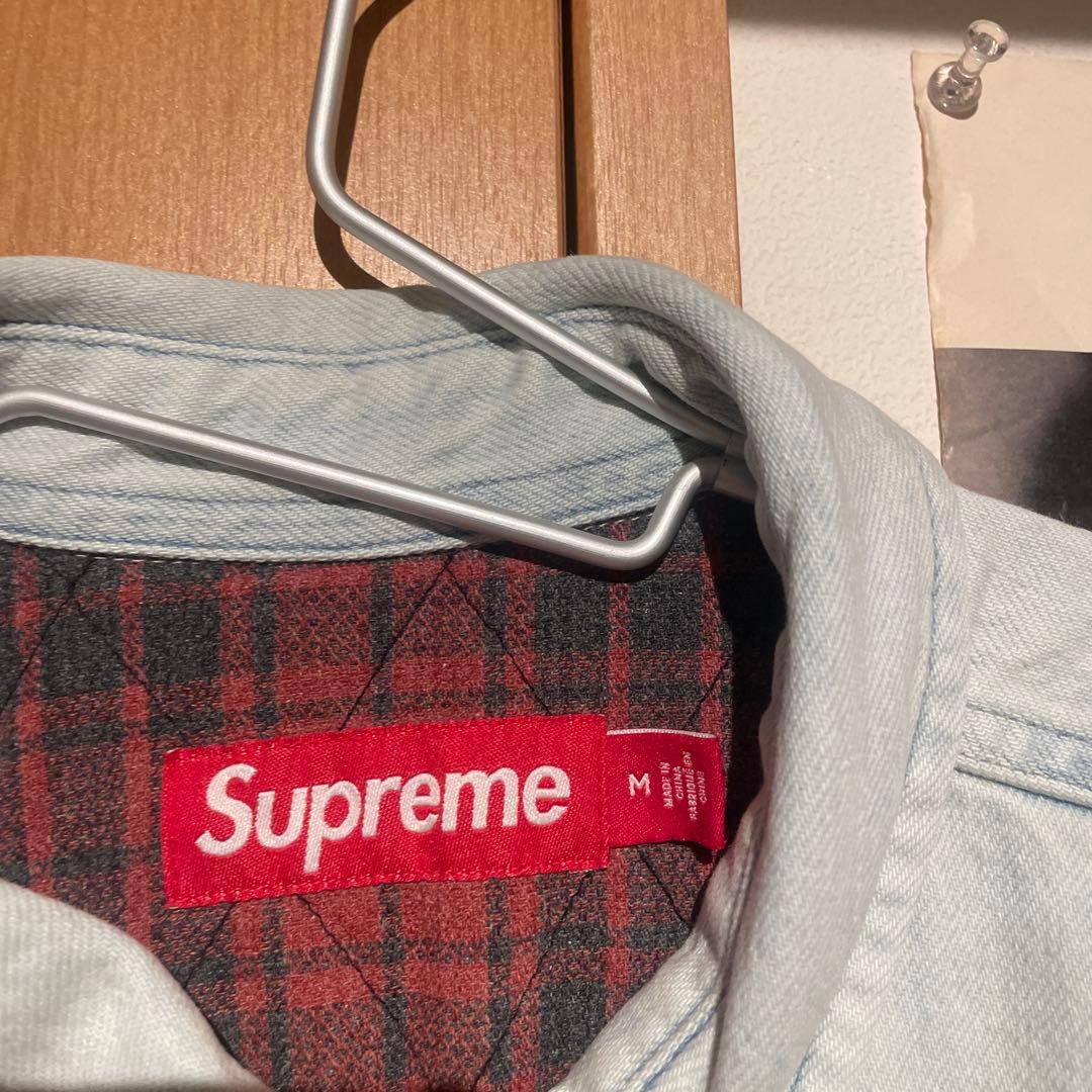 トップス supreme quilted lined denim snap shirt
