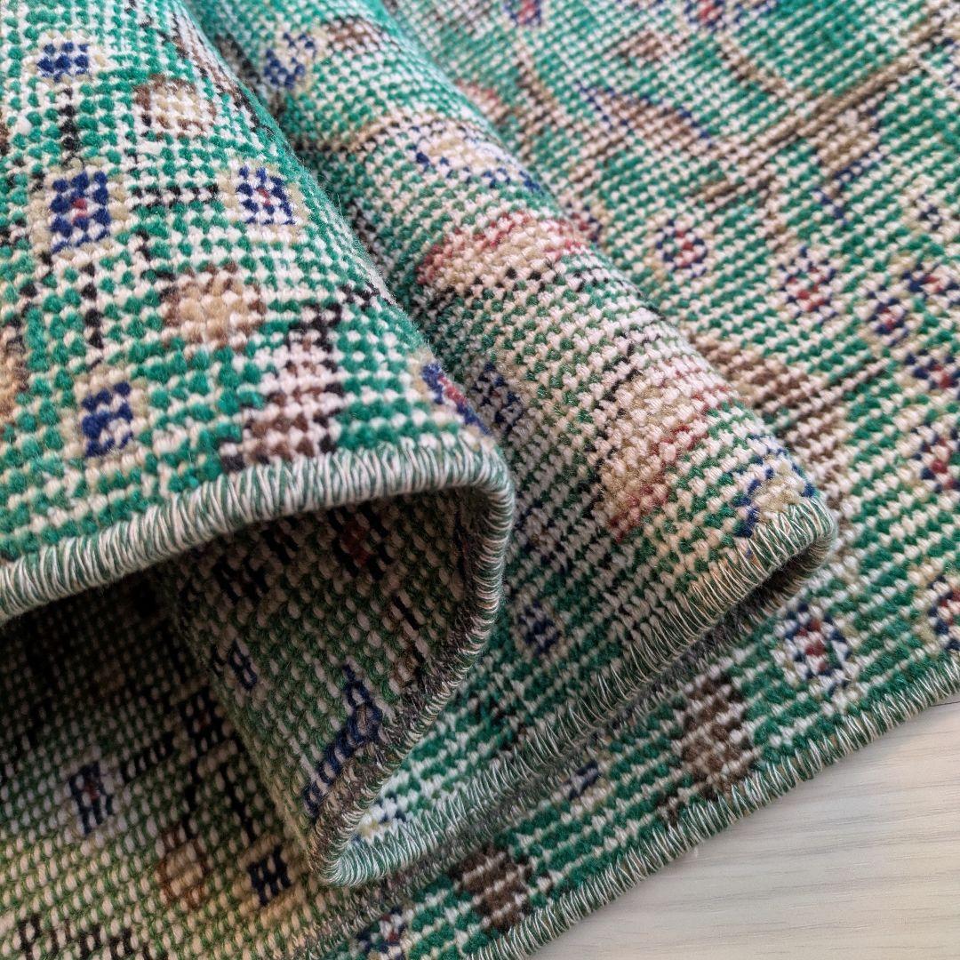 81×169 エメラルドブルー　トルコヴィンテージラグ