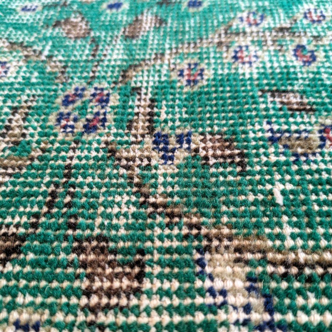 81×169 エメラルドブルー　トルコヴィンテージラグ