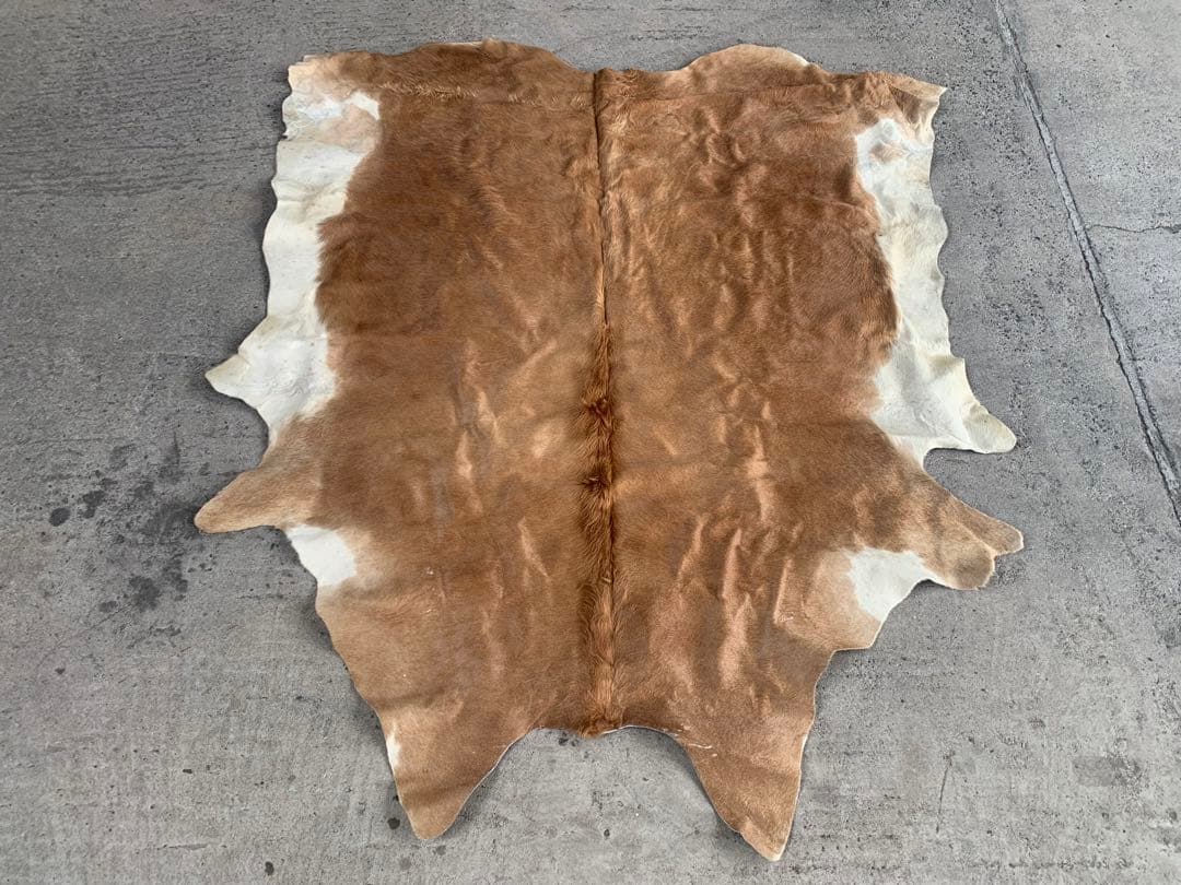 特大! ビンテージ 本革 カウラグ レザー ラグ