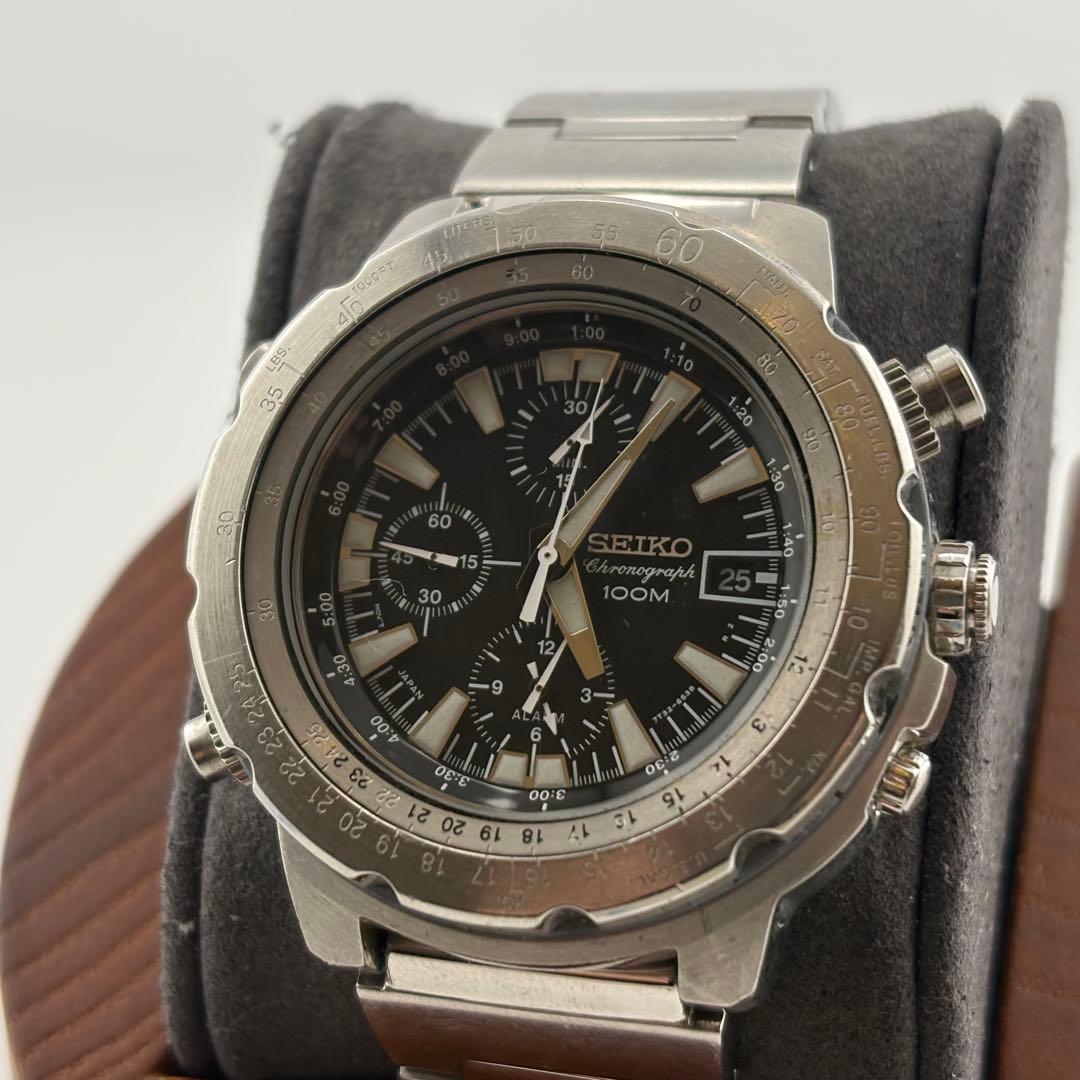 【希少】セイコー　クロノグラフ　7T32-6N10 ブラック　美品
