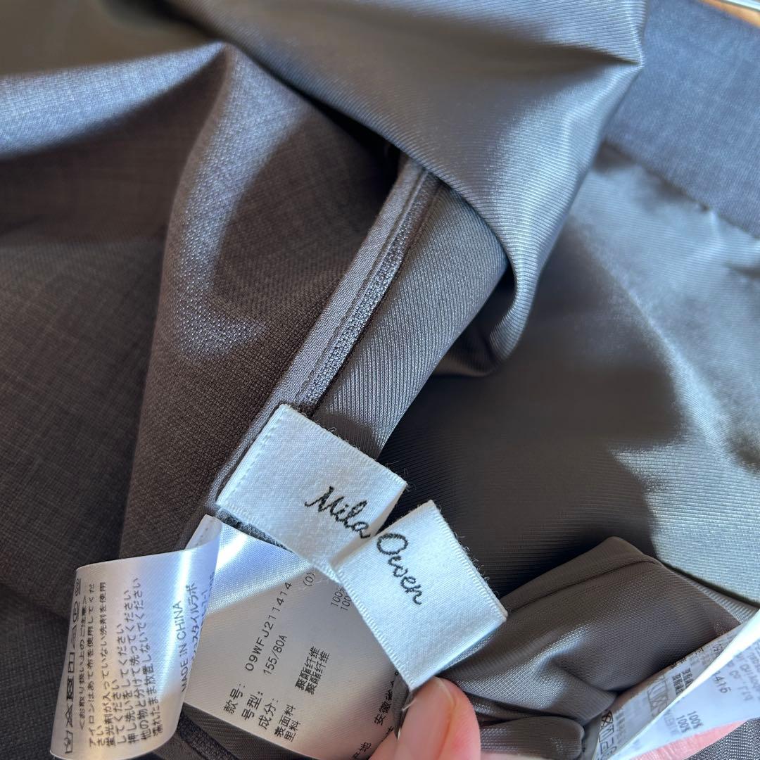 美品！Mila Owenグレー　VネックノーカラーストレッチパンツスーツS