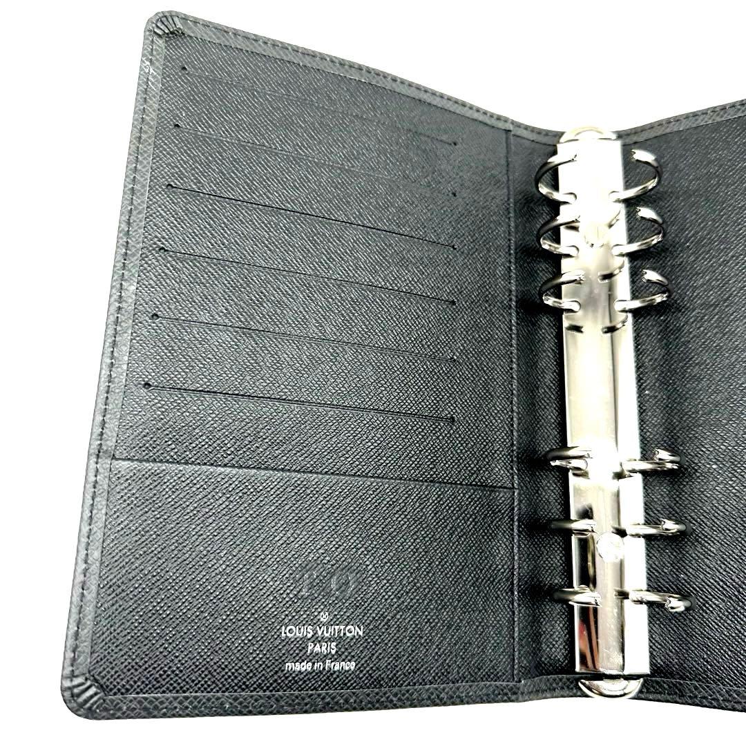美品★ルイヴィトン 手帳カバー アジェンダMM タイガ 黒　LVロゴ　本革