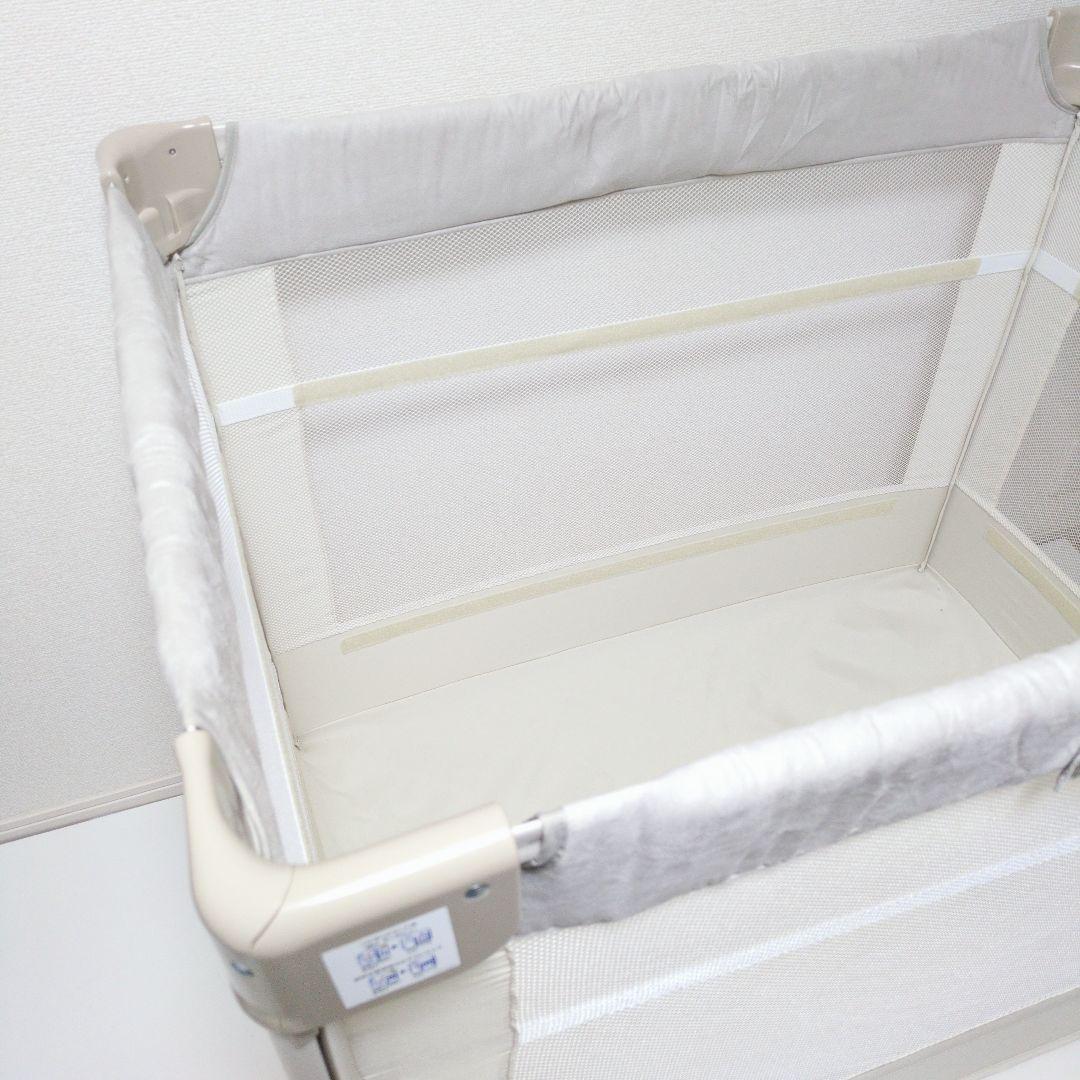 【良品】Aprica ココネルエアープラスAB ベビーベットホワイトベージュ
