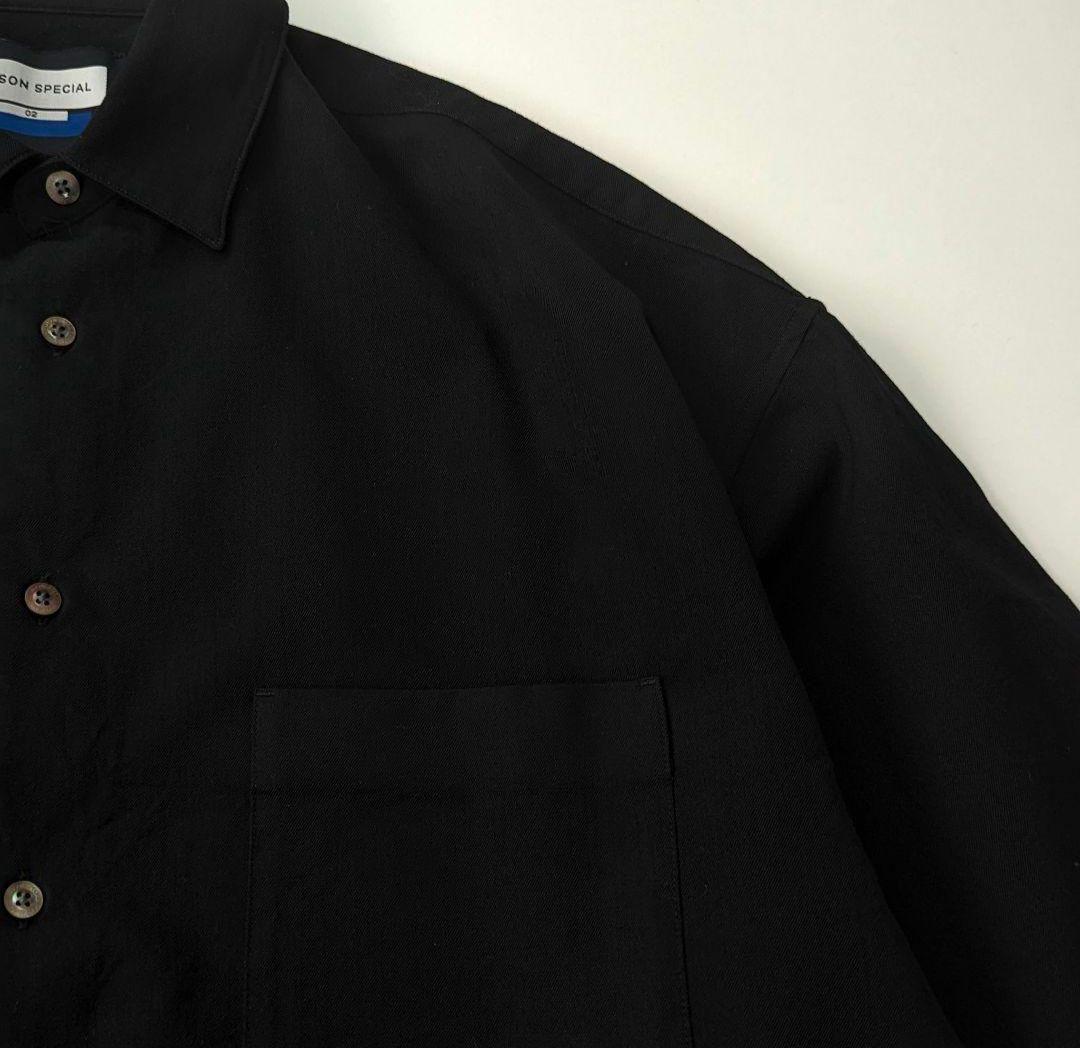 美品★メゾンスペシャル　ブラック　ウールシャツ　レギュラーカラー　オーバーサイズ