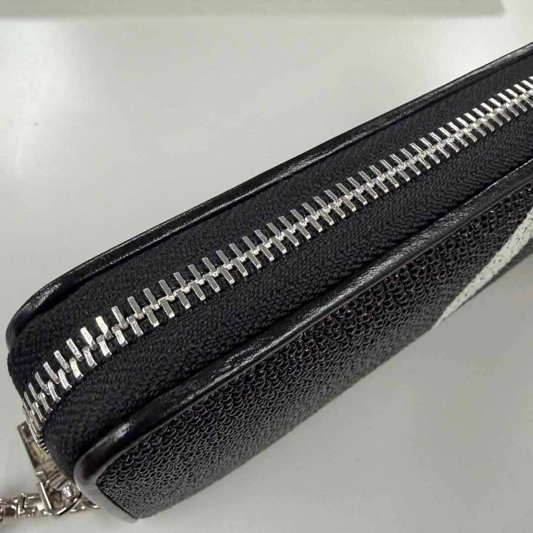 スティングレイ 長財布 ブラック ラウンドファスナー ストラップ対応 天眼