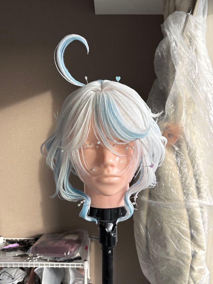 原神GENSHIN・フリーナ・コスプレ・ウィッグ　黒　セット済み