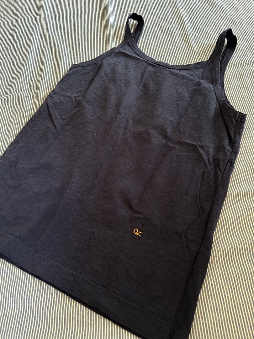 【45R】★美品★土詰天竺のバインダーキャミソール ネイビー&白 2枚セットＬ