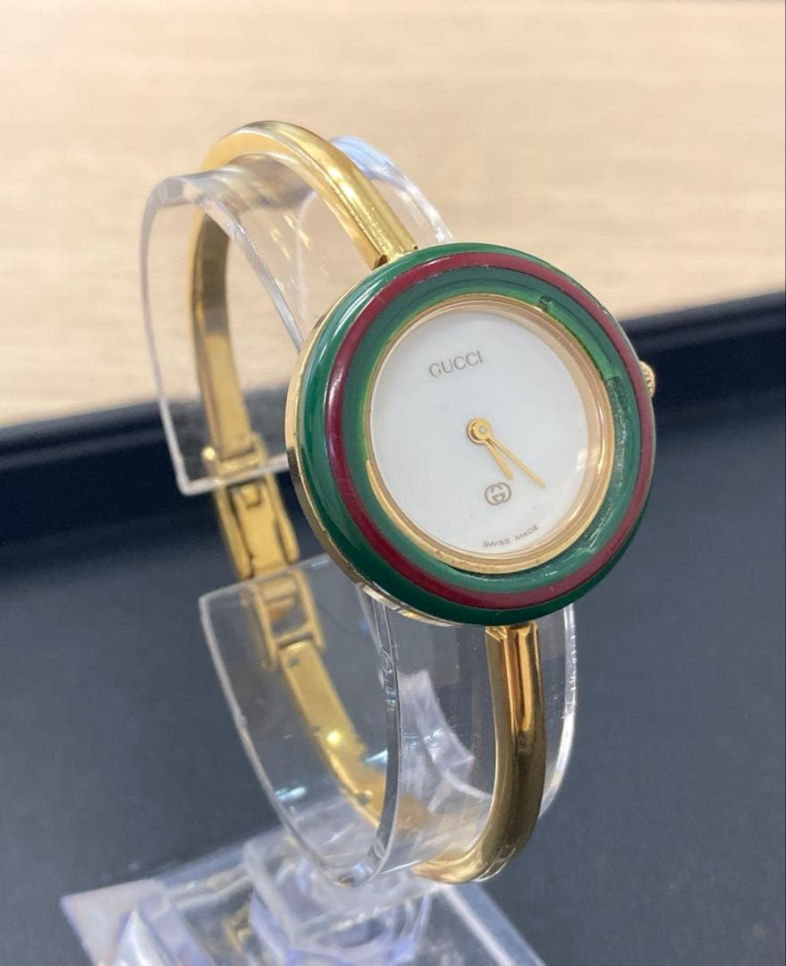 GUCCI　チェンジベゼル　ゴールドバングルウォッチ◇