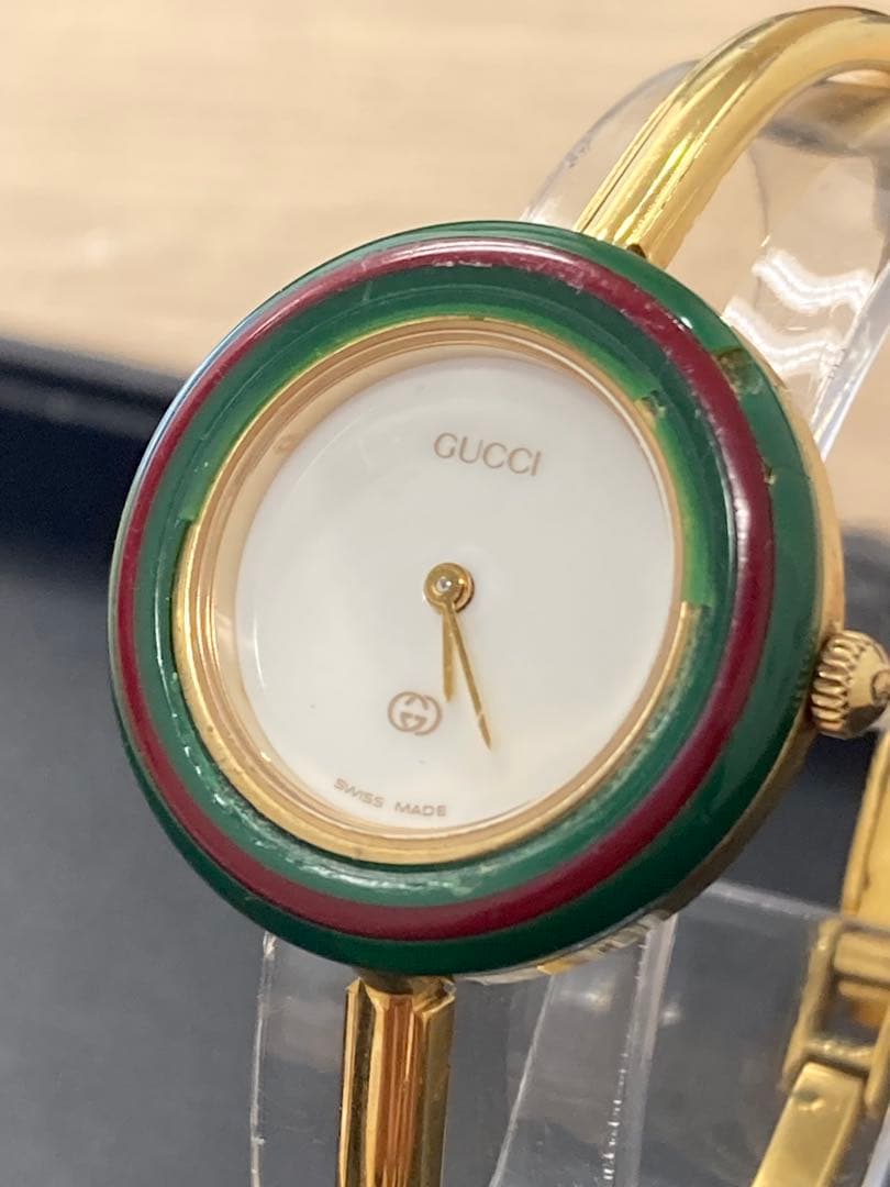 GUCCI　チェンジベゼル　ゴールドバングルウォッチ◇