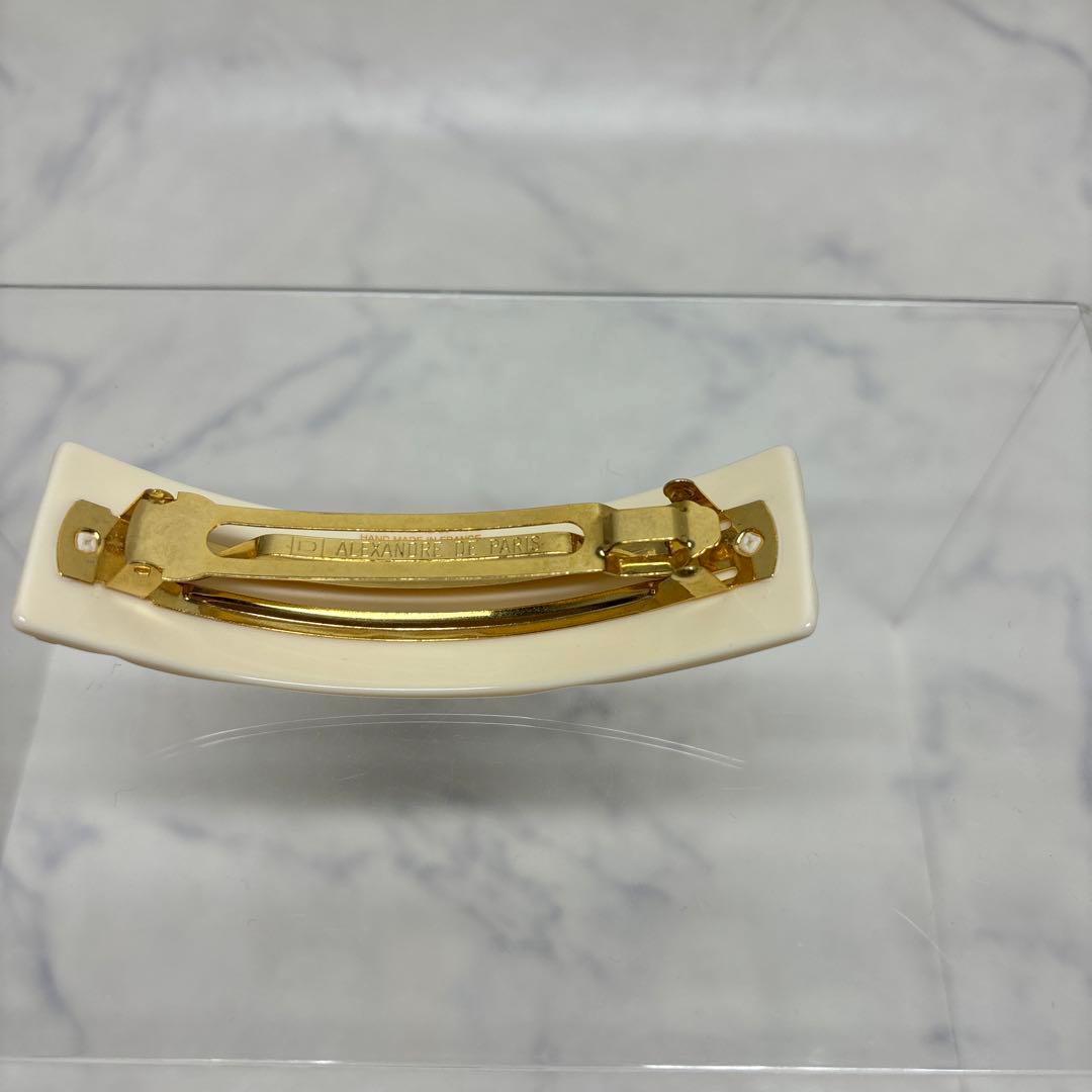 1105 アレクサンドルドゥパリ　バレッタ　ホワイト　傷,汚れあり.