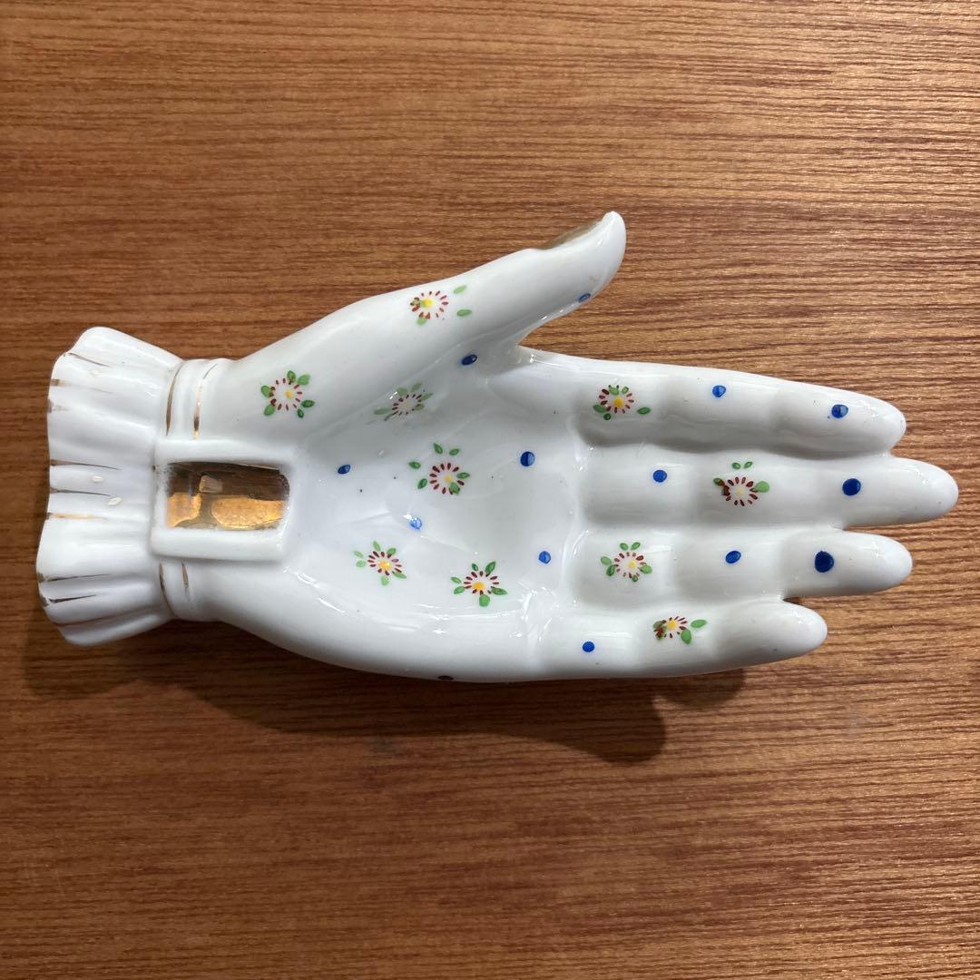 アメリカンヴィンテージ　手　ハンド　JAPAN 陶器　花模様　灰皿