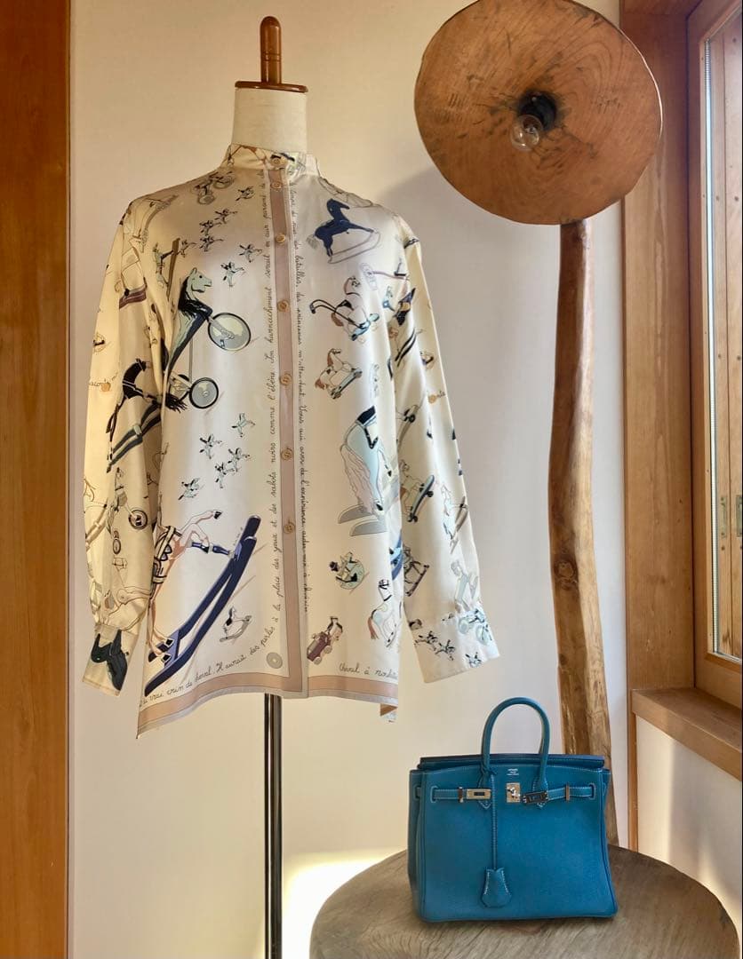HERMES ロゴシャツブラウス　マルジェラ期 『お馬の話をして』クリーニング済