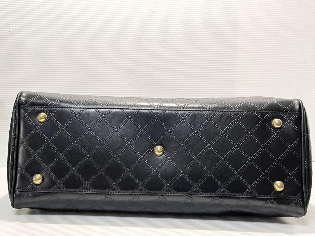 ヴェルサーチェ ハンドバッグ ボストンバッグ 2way ロゴ型押し黒 ゴールド