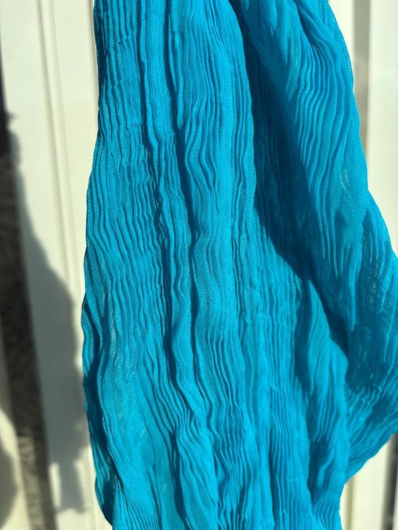 [希少] ISSEY MIYAKE しわプリーツ ライトブルートップス