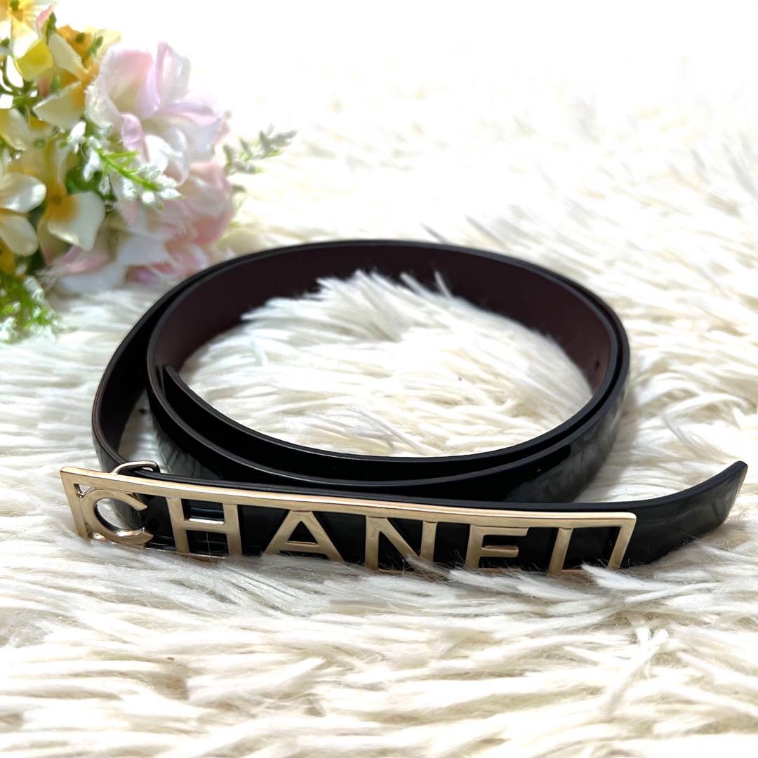 【極美品】シャネル ベルト ブランドロゴ 希少 レア ゴールドロゴ 75/30