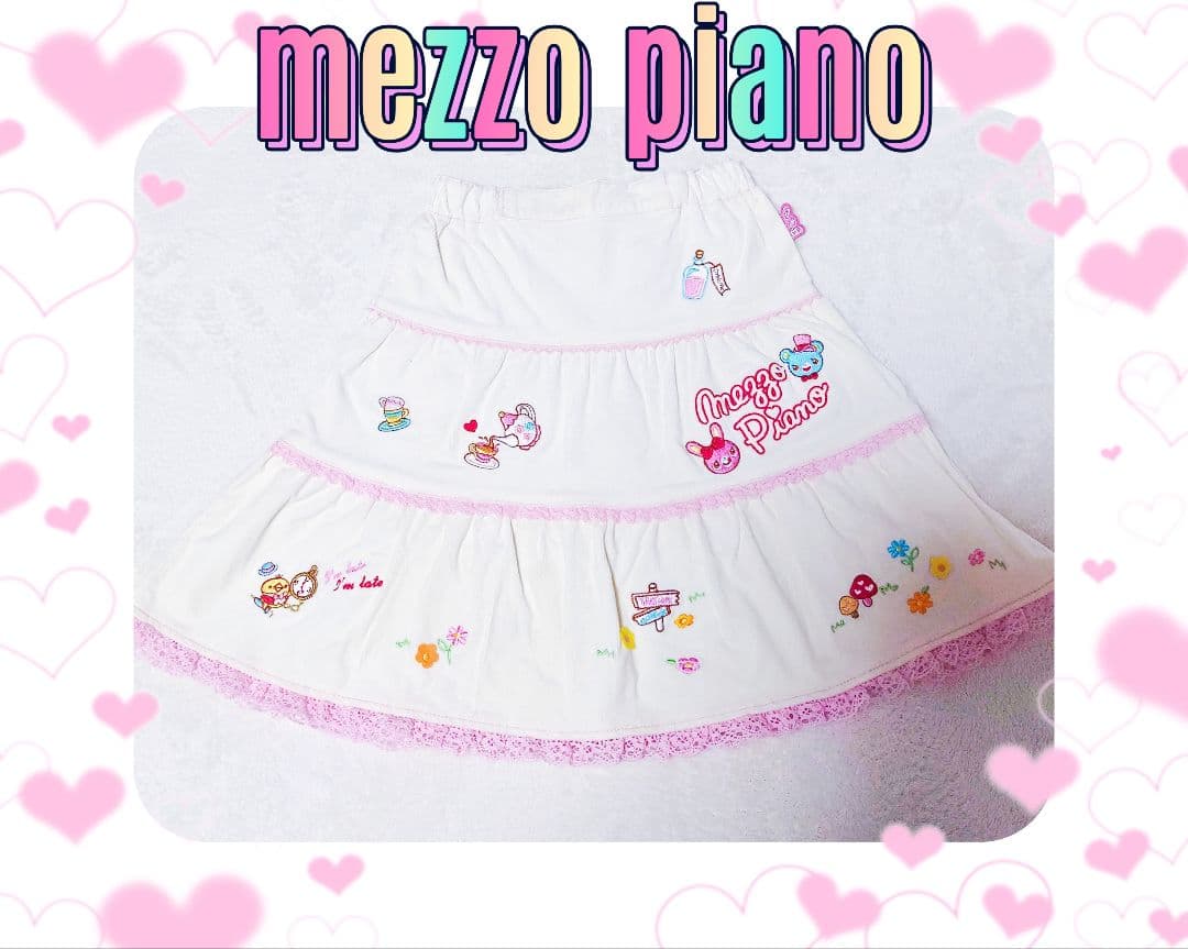 ❤メゾピアノ❤ミミポポ✨みみぽぽ✨フレアスカート✨平成レトロ❤アイボリー❤