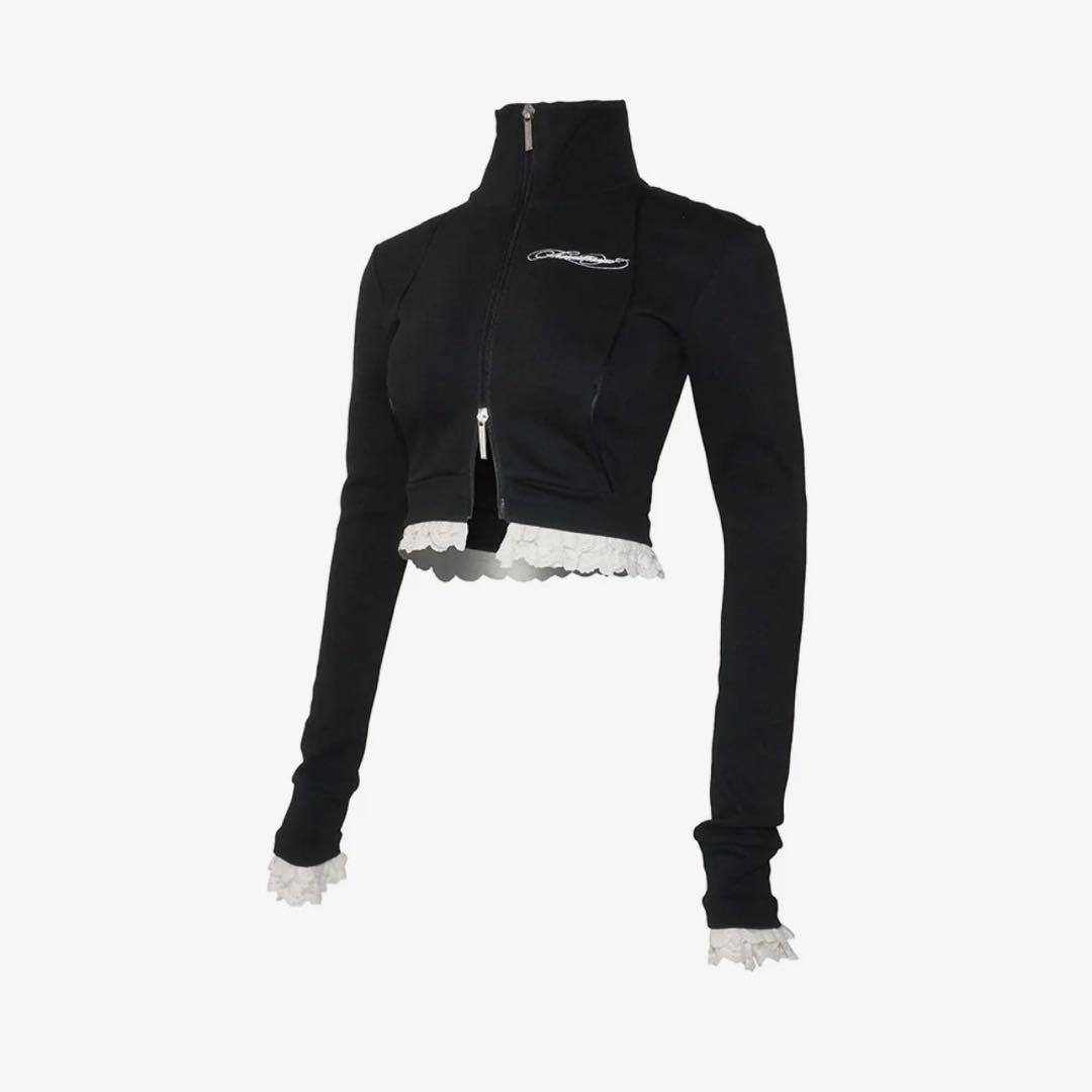 THEREDTHREAD track jersey jacket lace 黒