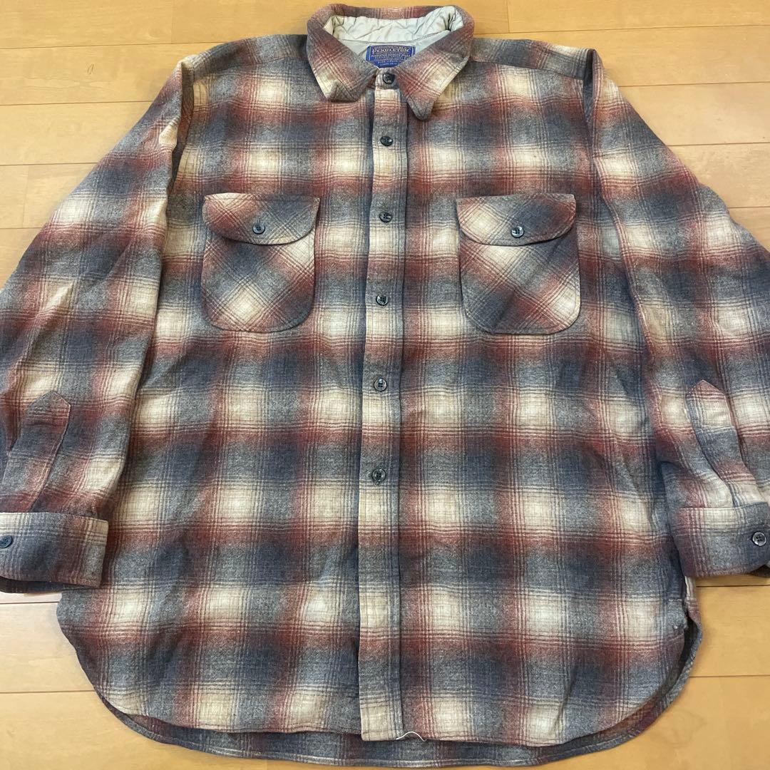 キ*ピ様 オンブレチェック pendleton ウールシャツ XL
